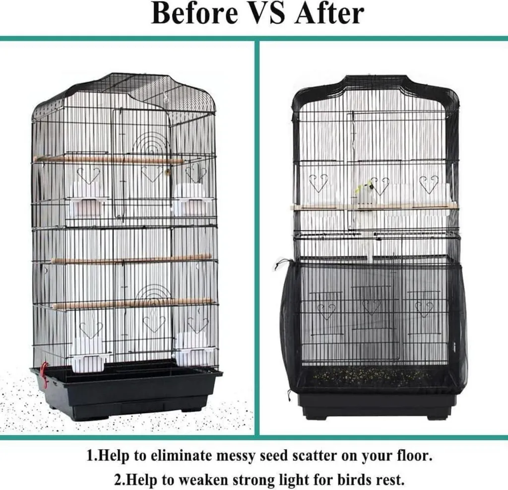 Filet Attrape-Graines Noir pour Cage à Oiseaux en Nylon Souple
