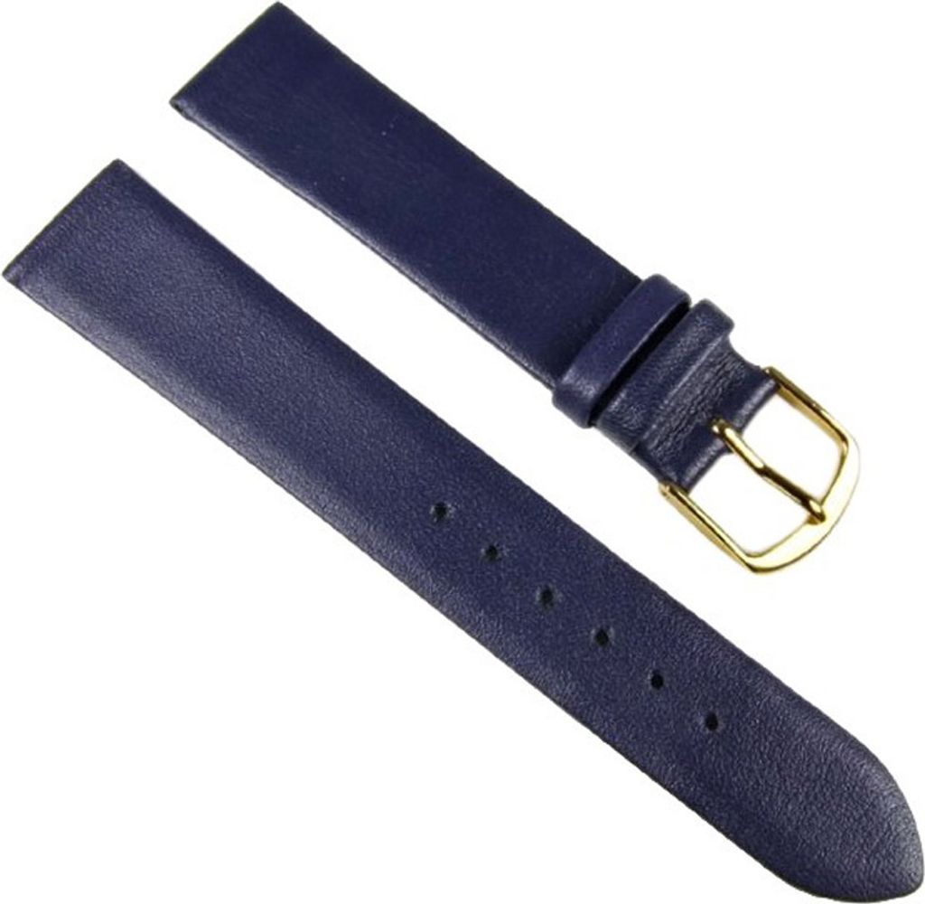 Eulit Dolly Uhrenarmband Kalbleder blau seidenmatt rembordiert, Stegbreite:10mm