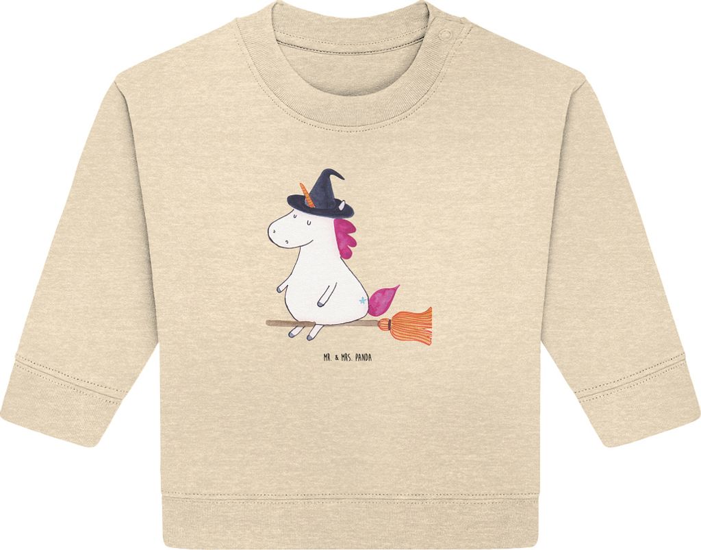 Mr. & Mrs. Panda Organic Baby Pullover Einhorn Hexe 12. - 18. Monat - Natural Raw - Geschenk, Bullover, Unicorn, Frau, Engel, Teufel, Leben, Einhö...