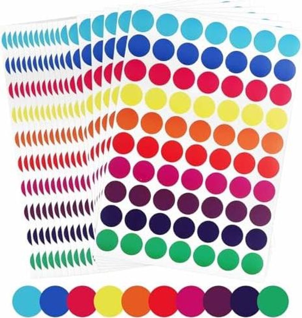 1400 Stück 20mm Klebepunkte Bunt, 10 Farben 20mm Punkte Aufkleber Sticker Rund Klebepunkte Farbige Etiketten Markierungspunkte Selbstklebende für...