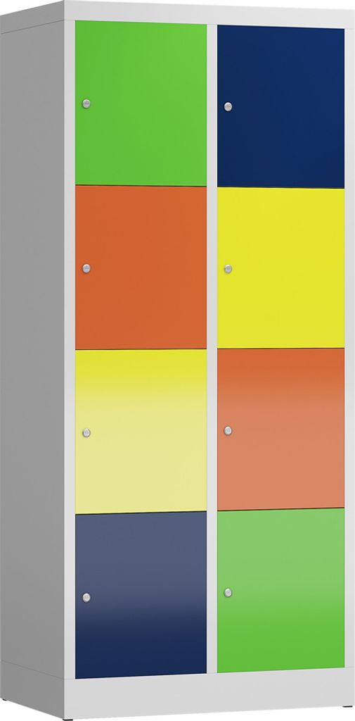 Schließfachschrank Fächerschrank 8 Fächer Wertfachschrank 1800 x 800 x500mm Spind lichtgrau/bunt X-523422