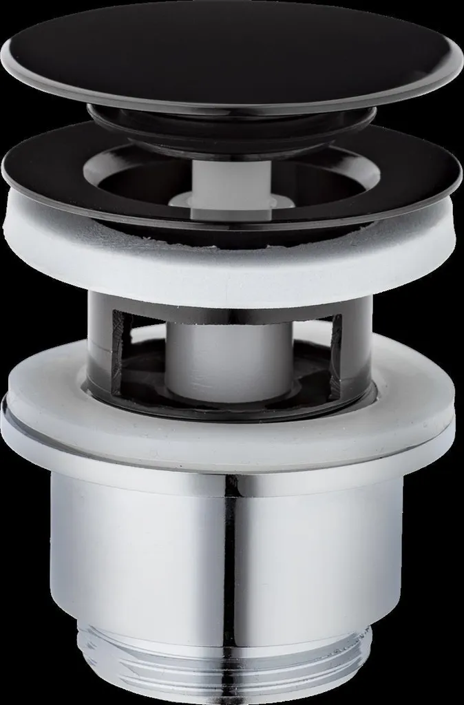 Bonde Anti-Fuite Noir PVD Mora Push-down pour Rénovation de Lavabo