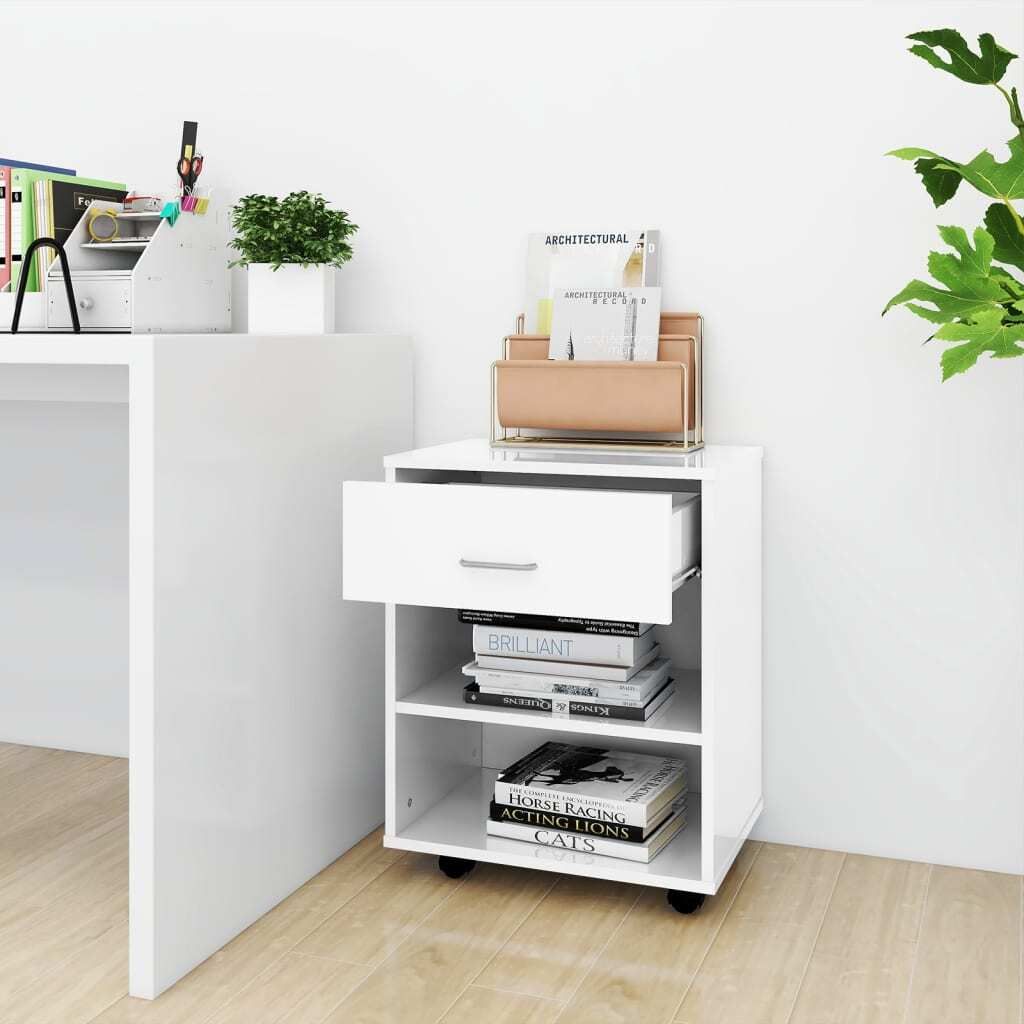 "Winter Sale" Rollschrank Hochglanz-Weiß 46x36x59cm Holzwerkstoff - clorisNeu527400 - Kommoden