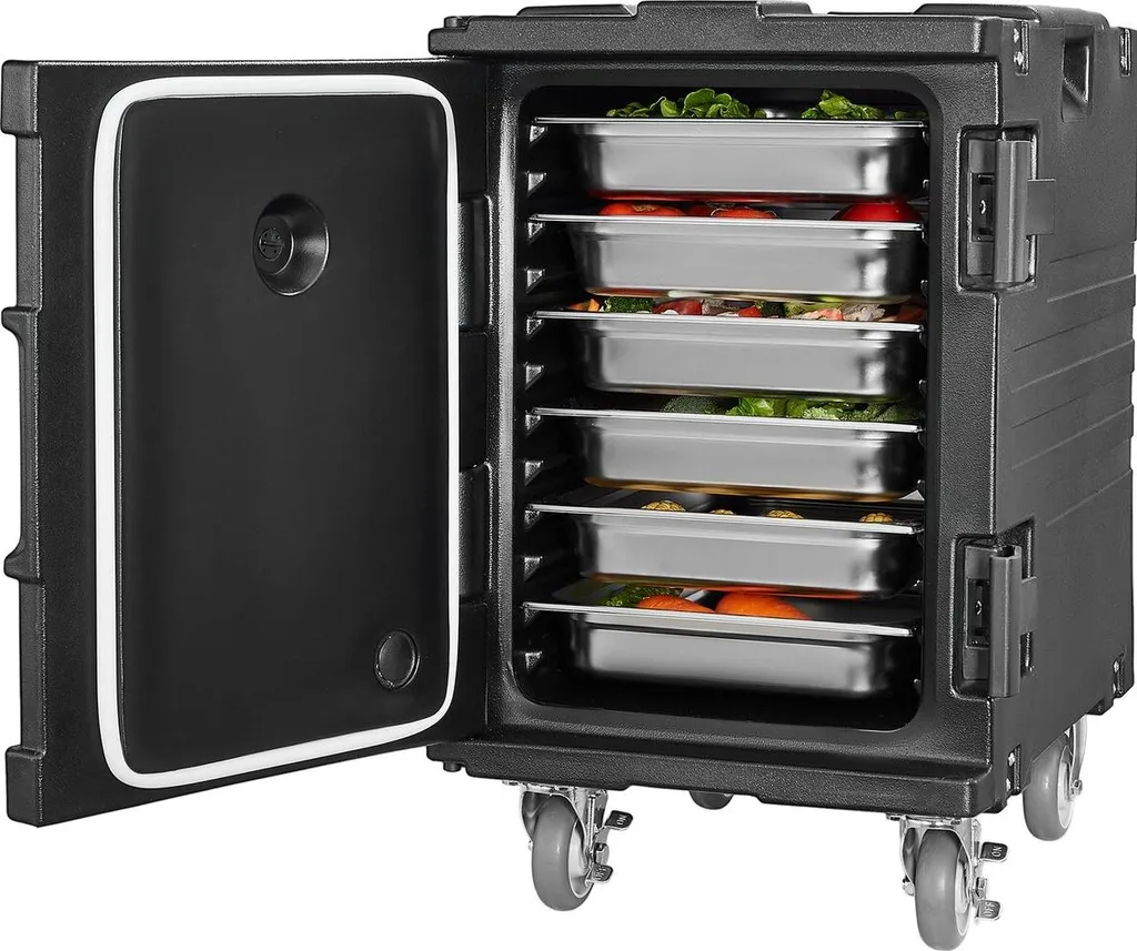Conteneur thermique 90L et bac de restauration empilable avec réchaud