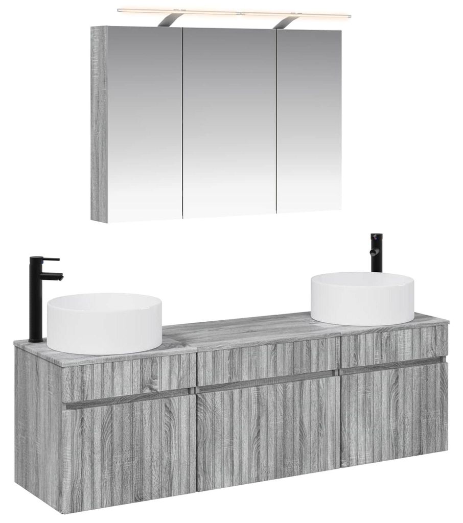 vidaXL Badezimmerschrank-Set 4 pcs Grau Sonoma 100 x 14,5 x 70 cm