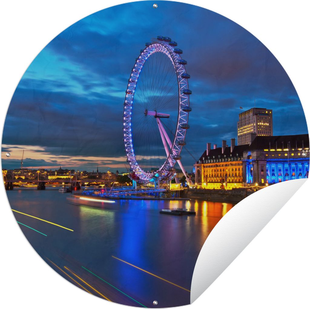 MuchoWow Gartenposter Outdoor-Poster Rund London - London Eye - Riesenrad Ø 90 cm Gartendeko Rundes Poster draußen