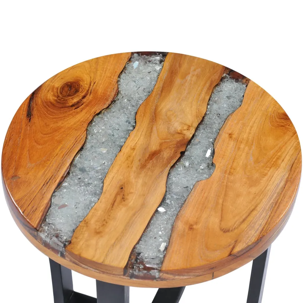 Petite table basse de salon pour espace réduit en teck et résine
