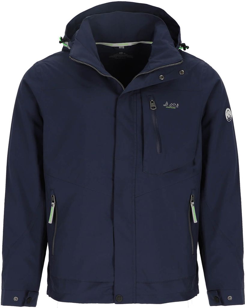 Coastguard Herren Funktionsjacke mit abnehmbarer Kapuze - Wasserdichte und atmungsaktive Outdoor-Jacke in Rauchblau Größe XXL