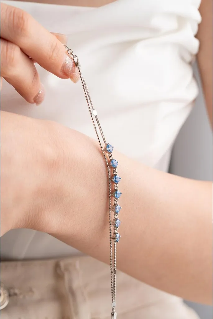 Bracelet argent et aigue-marine pour femme : cadeau idéal anniversaire