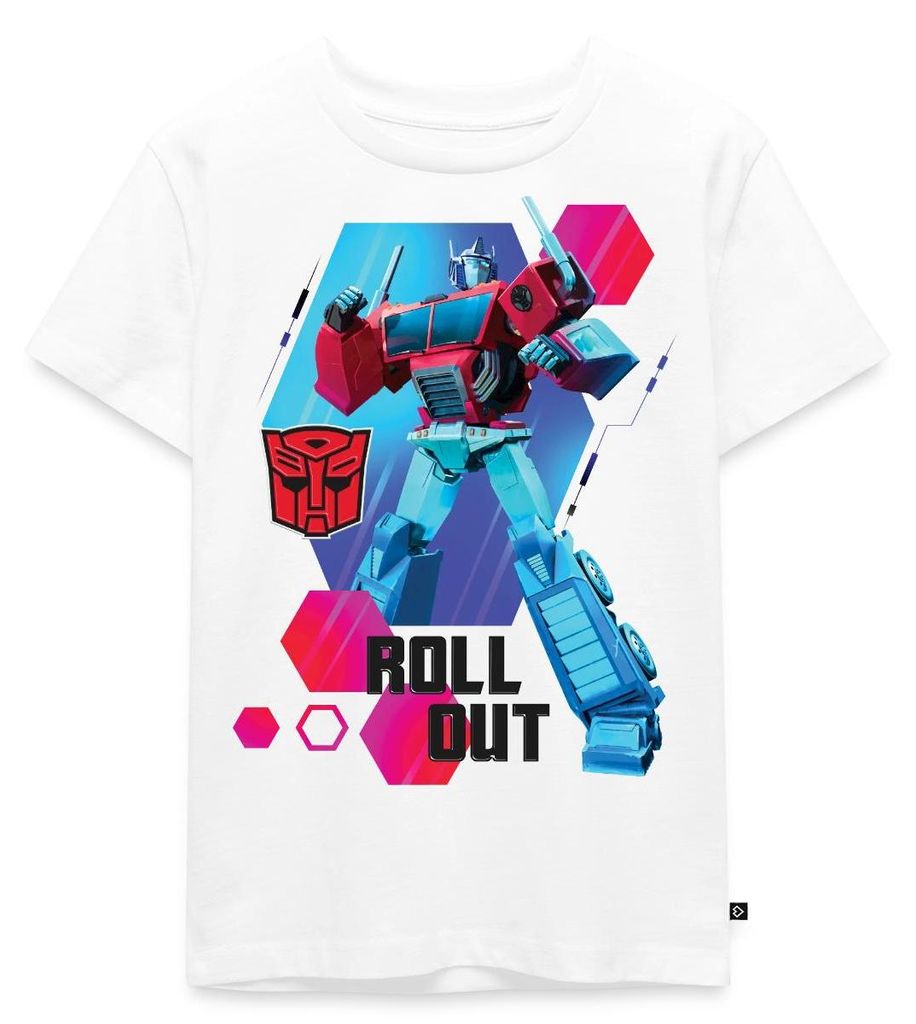 Spreadshirt Transformers Earth Spark Autobot Optimus Kinder Premium T-Shirt, 98/104 (2 Jahre), Weiß