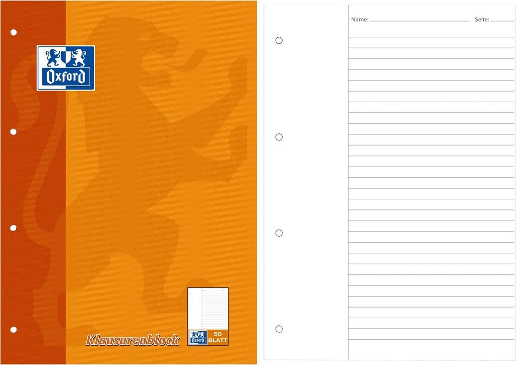 Oxford Klausurenblock Schule 5er Pack A4 liniert Produktbild 