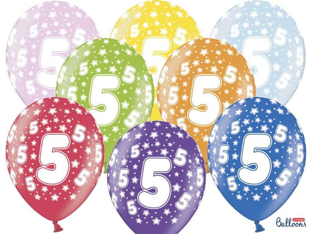 6 Luftballons 5. Geburtstag bunt Produktbild 