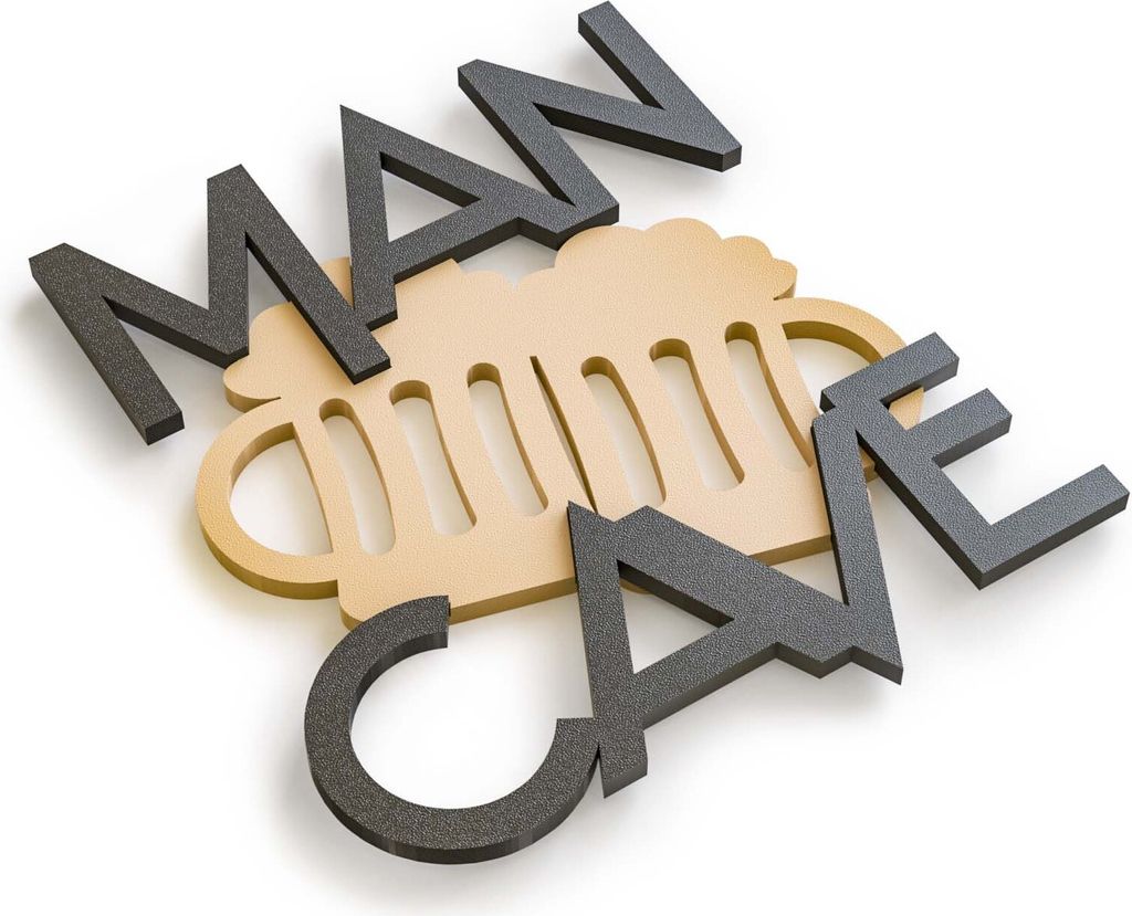 Man Cave Türschild Männer 3D Wandschild Hobby Raum Schild Schriftzug Selbstklebend