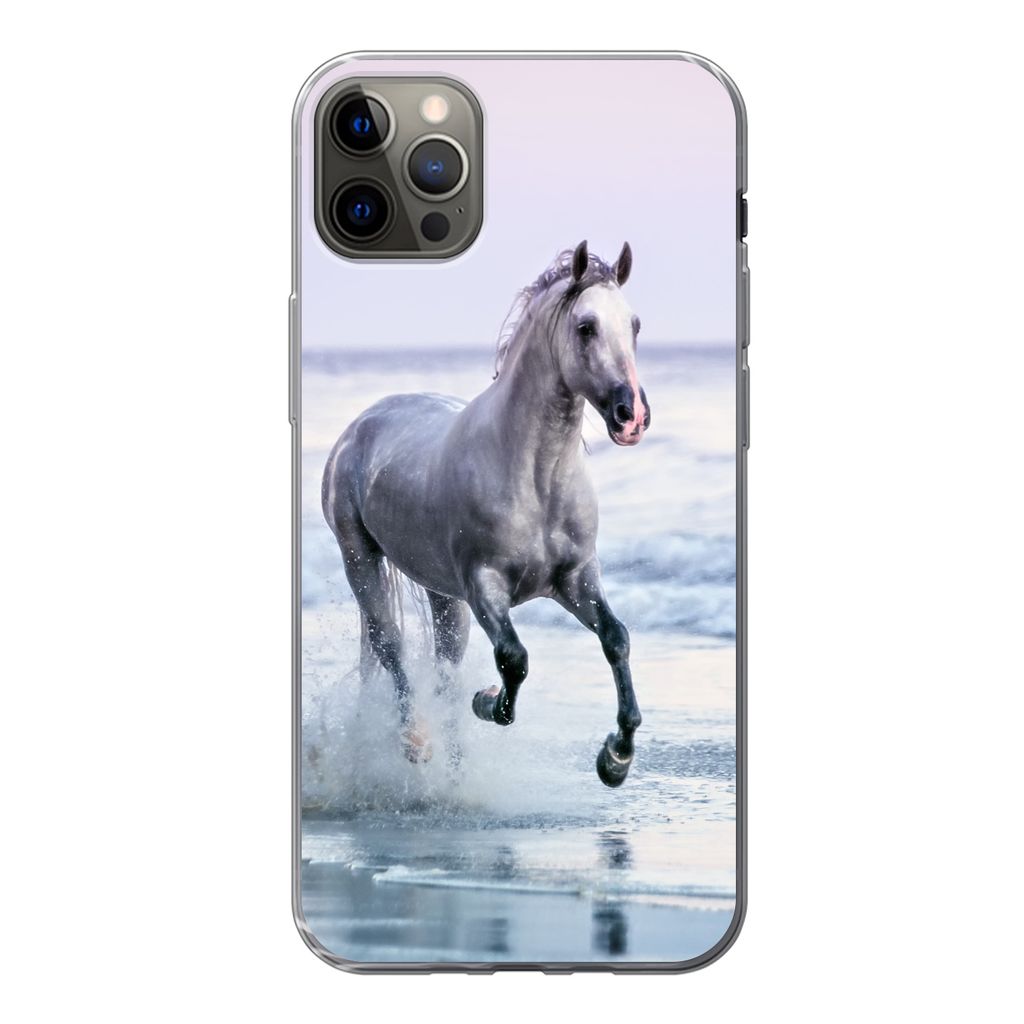 MuchoWow Handyhülle Schutzhülle Hülle für iPhone 13 Pro Max Pferde - Luft - Meer Silikon Softcase Handy Hülle - Mobiltelefon
