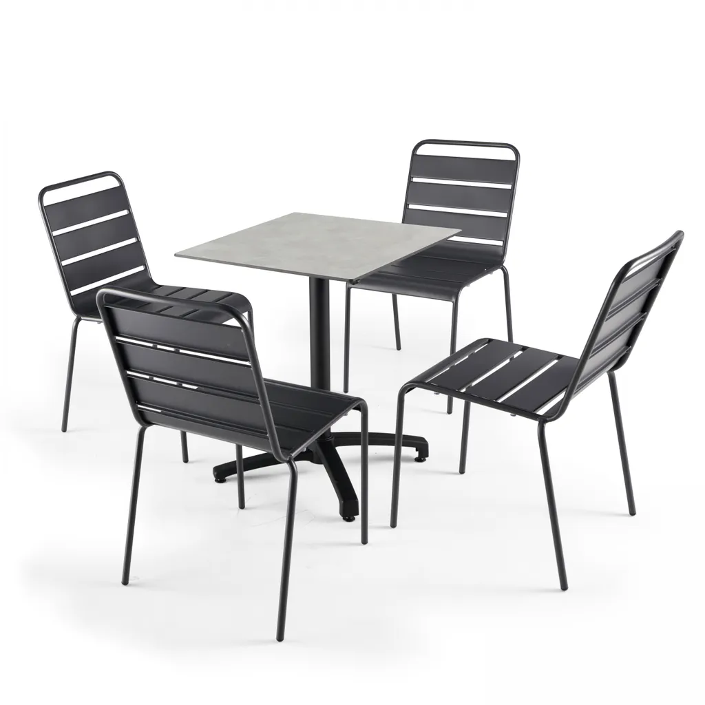 Table Ronde Jardin Beton Gris Clair 60cm Inclinable Opéra Oviala - 6