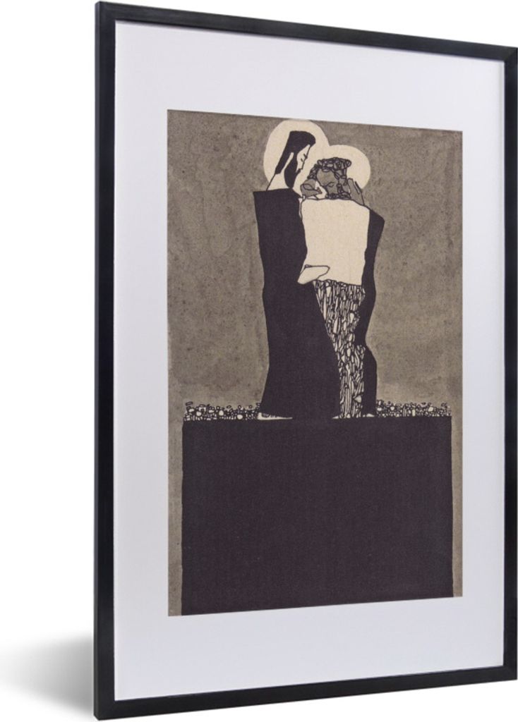 MuchoWow Gerahmtes Poster Zwei Männer mit Nimben - Egon Schiele 40x60 cm - Poster mit Schwarzem Bilderrahmen Wandposter Rahmen Foto Bilder - Pos...