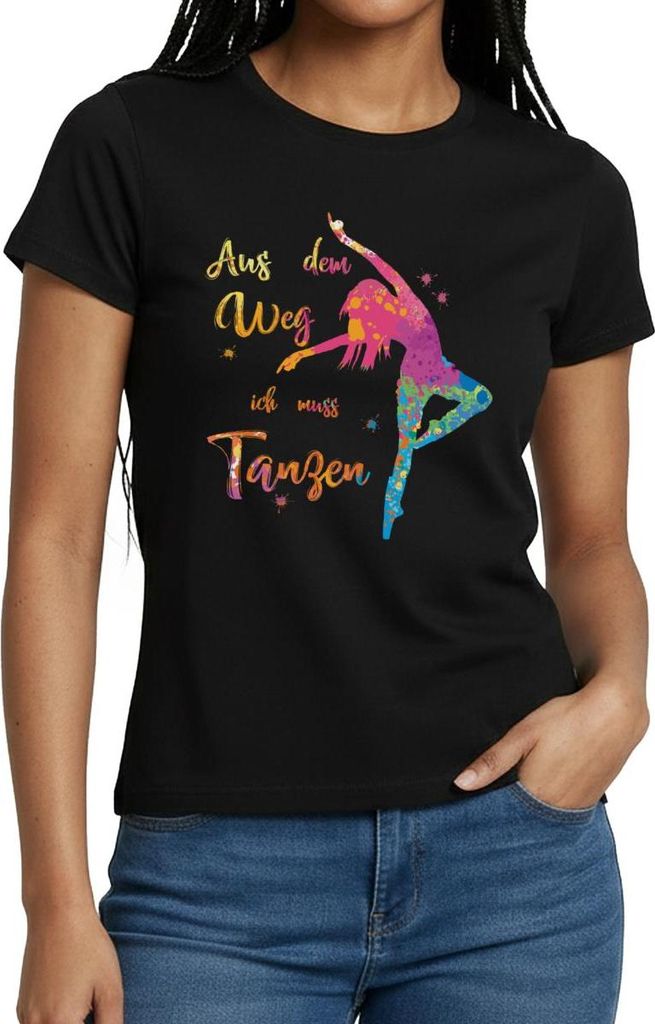 Spreadshirt Aus Dem Weg Ich Muss Tanzen Tänzerin Frauen T-Shirt, XXL, Schwarz