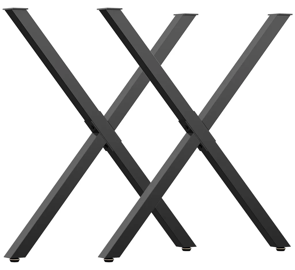 Lot de 2 Pieds de Table en Croix 70x72 cm Noir pour Table Basse Style Loft