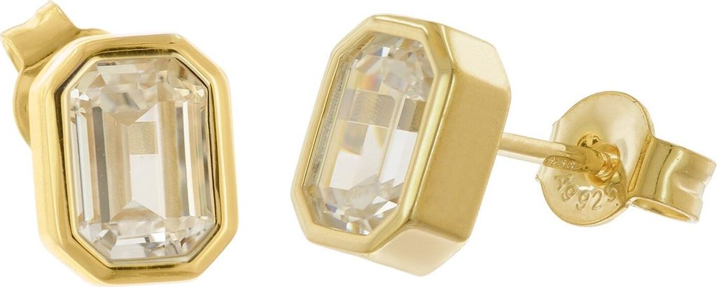 trendor 68592 Damen-Ohrringe Gold auf 925 Silber Zirkonia Ohrstecker