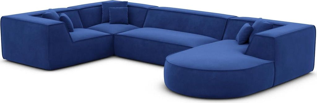Samtstoff U-Form XL Wohnlandschaft Liberia Königsblau Rechts
