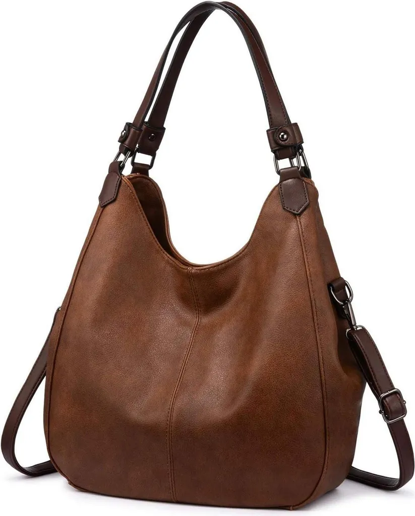 Borsa a Spalla Marrone Vintage Ecopelle Donna | Stile Boho Grande Formato