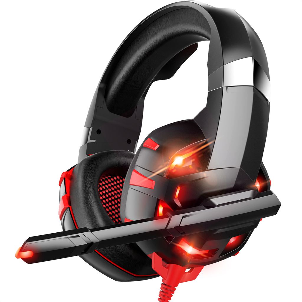 Strex Gaming Headset mit Mikrofon Rot - PC + PS4 + PS5 + Xbox One + Xbox Serie