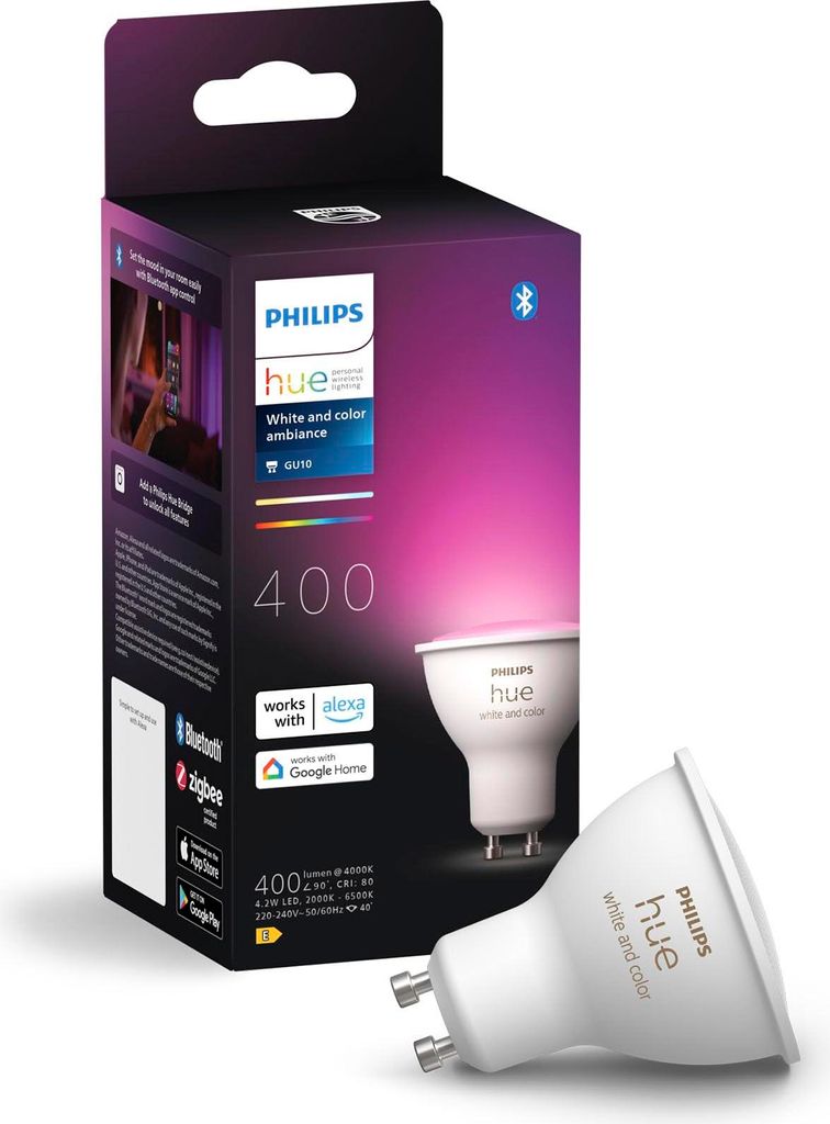 Philips Hue LED Lampe GU10 400lm White Color Amb. Produktbild 