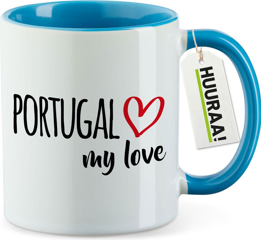 Huuraa Kaffeetasse Portugal my love 330ml Blau Keramik Kaffeebecher Geschenkidee