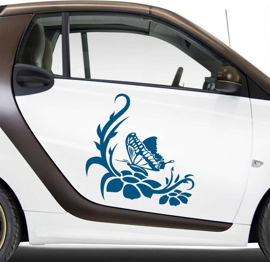 Aufkleber - Autoaufkleber-Set Rankelement Julia, 2 Stk. je 60cm x 61cm Signalblau - Tuning Carystyling Heckscheibe Auto