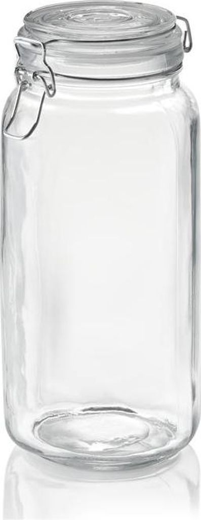 15x Vorratsglas, 2 ltr., Ø 9 cm, Höhe 26 cm, Glas, Edelstahl, Silikon