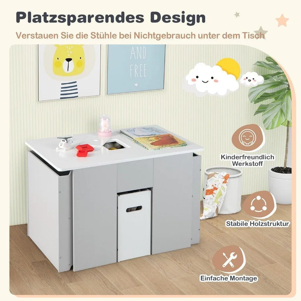 Table multi-activités 4 en 1 et chaises empilables pour chambre enfant - 4