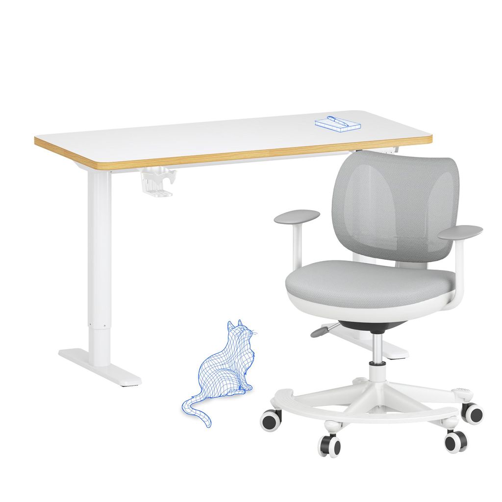 FLEXISPOT Kinderschreibtisch und Stuhl Set, elektrisch höhenverstellbar Schreibtisch, für Kinder ab 6 Jahren, mit 3 Speicherplätzen, Kindersiche...