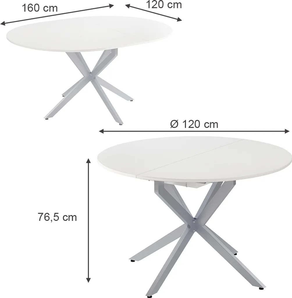 Table Vicco Loyd 120 cm blanc et gris : design moderne et robuste 51778 - 3