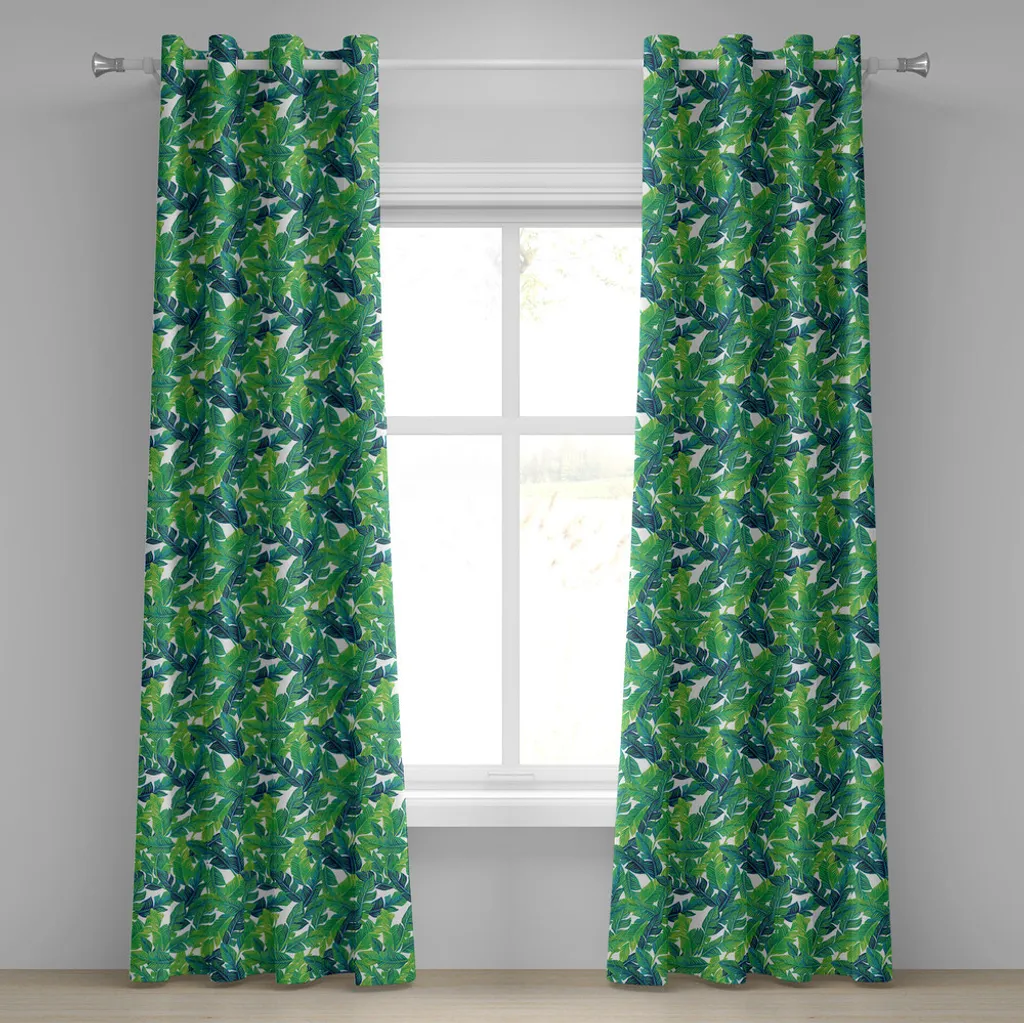 Rideau imprimé tropical à grands panneaux en tissu lavable 280x245cm