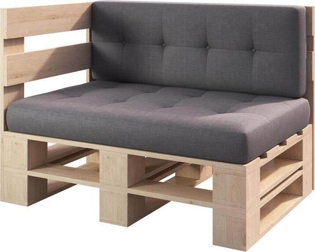 Lermowood Palettenmöbel Mp Eckbank 120 x 80 x 40 cm Natur | Europaletten Indoor und Outdoor Lounge Gartenmöbel Holz Gartenmöbel Set Lounge Möbe...