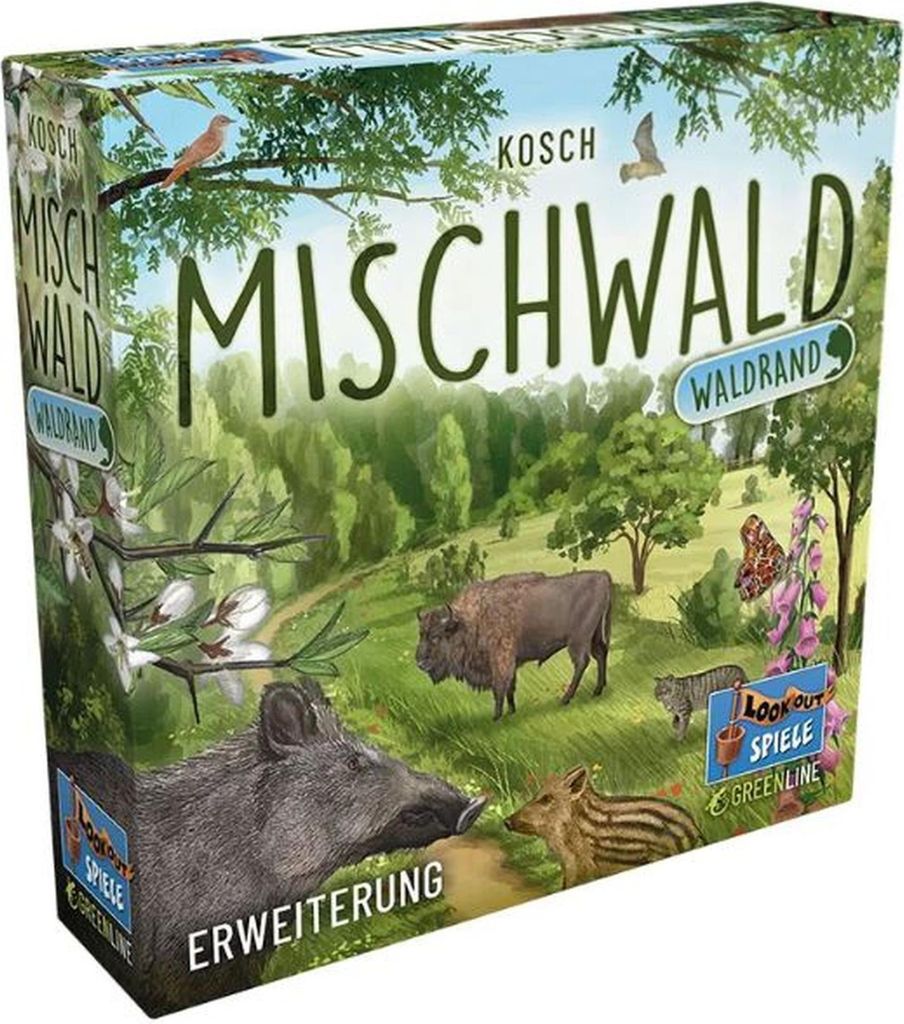 A board game box depicting a forest scene with various animals.