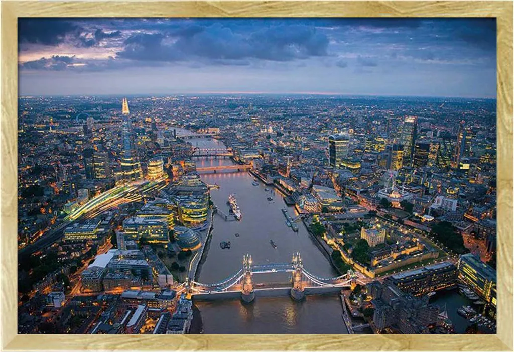 Poster Londres cadre MDF hêtre Shinsuke et vitre acrylique de qualité