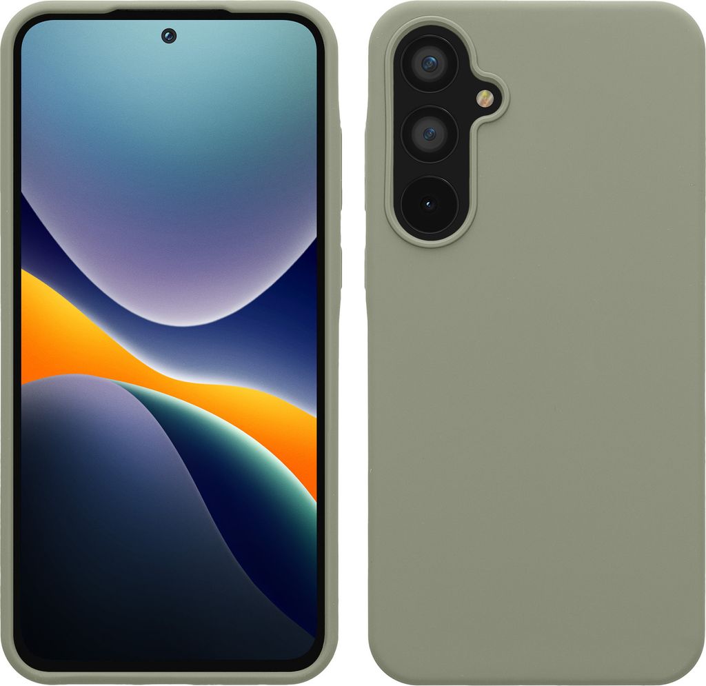 kwmobile Hülle kompatibel mit Samsung Galaxy A55 5G Hülle - Silikon Handy Case - Handyhülle weiche Oberfläche - kabelloses Laden - Graugrün