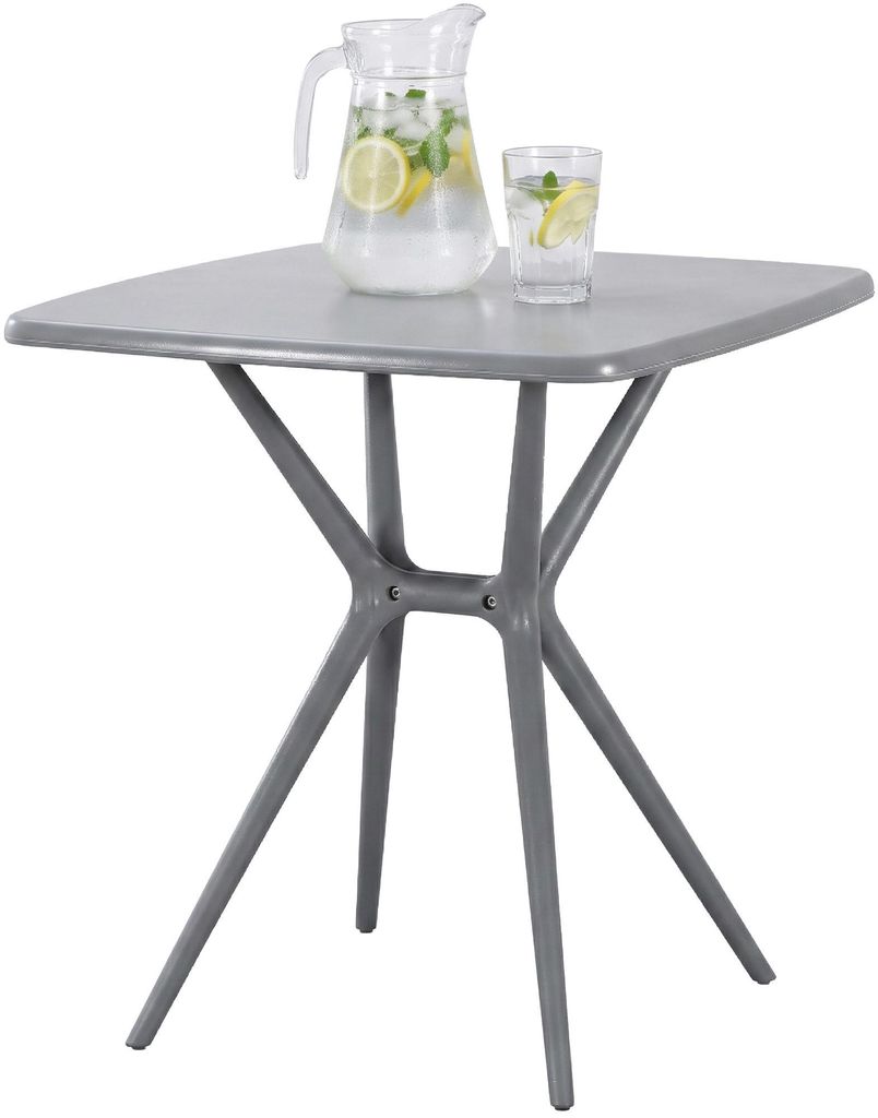 CLP Gartentisch Becky eckig 72 x 72 cm wetterfest winterfest UV-beständig grau