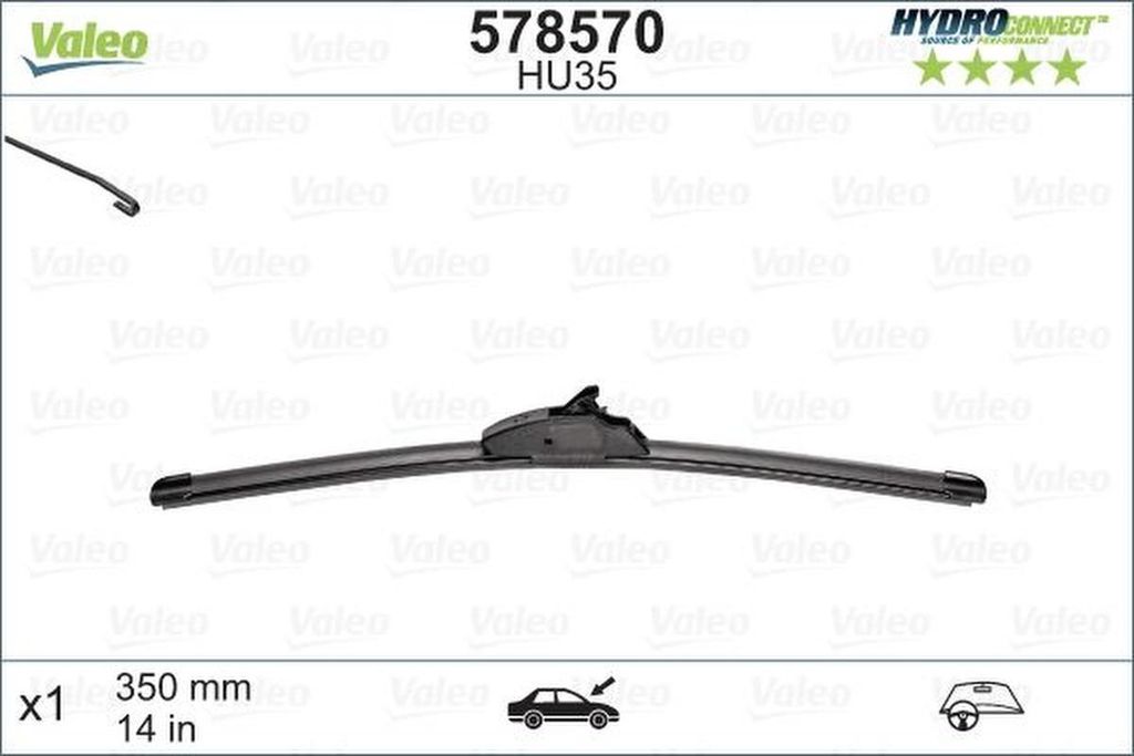 Tergicristallo Valeo HU35 senza cornice Lunghezza 350 mm Immagine del prodotto 