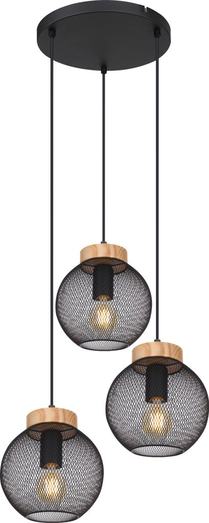 Globo Lighting Hängeleuchte Metall schwarz matt, 3x E27