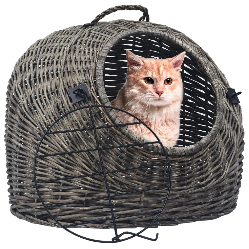 Panier de transport chat en osier gris : fini le stress du voyage 45cm