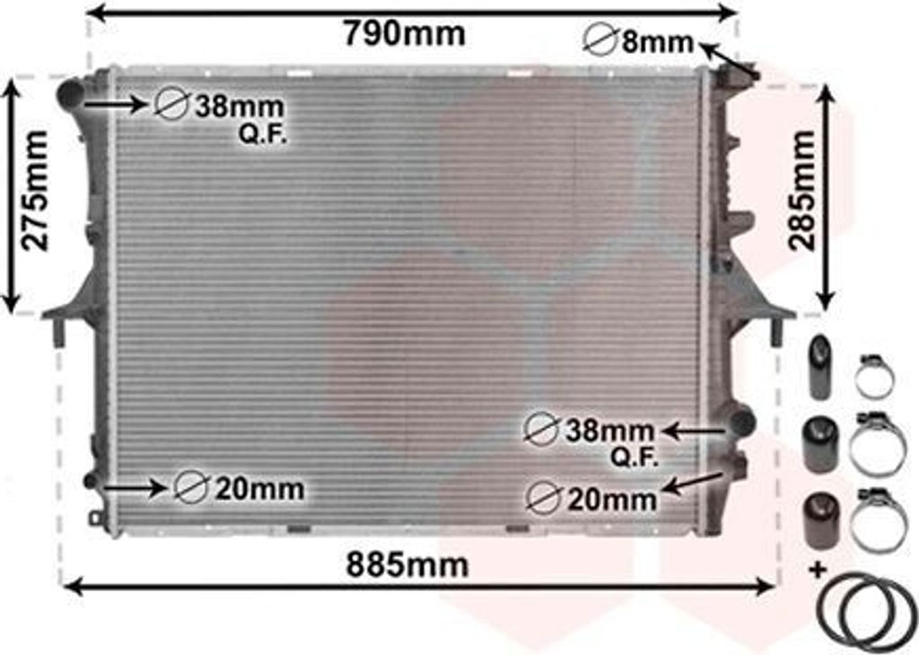 VAN WEZEL 58002214 - OE 95510614200 Kühler, Motorkühlung für Q7 (4L), Cayenne (9PA), Touareg (7L)