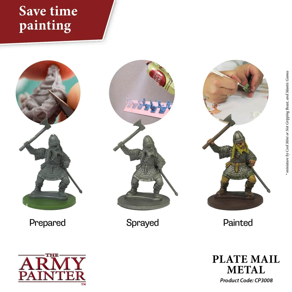 The Army Painter Colour Primer Plate Mail Metal - Spray de Peinture 400ml