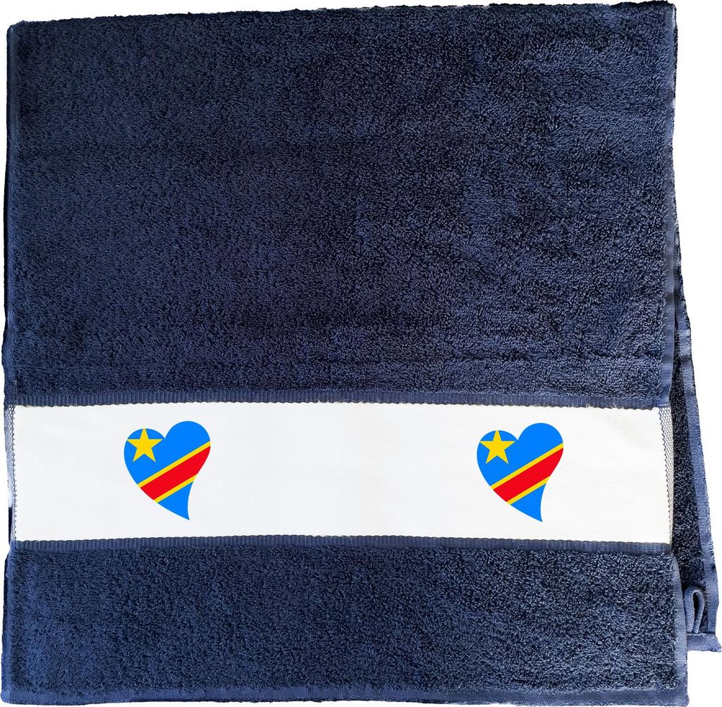 Huuraa Handtuch Kongo Flagge Herz 50x100cm French Navy Baumwolle Handtuch Geschenkidee