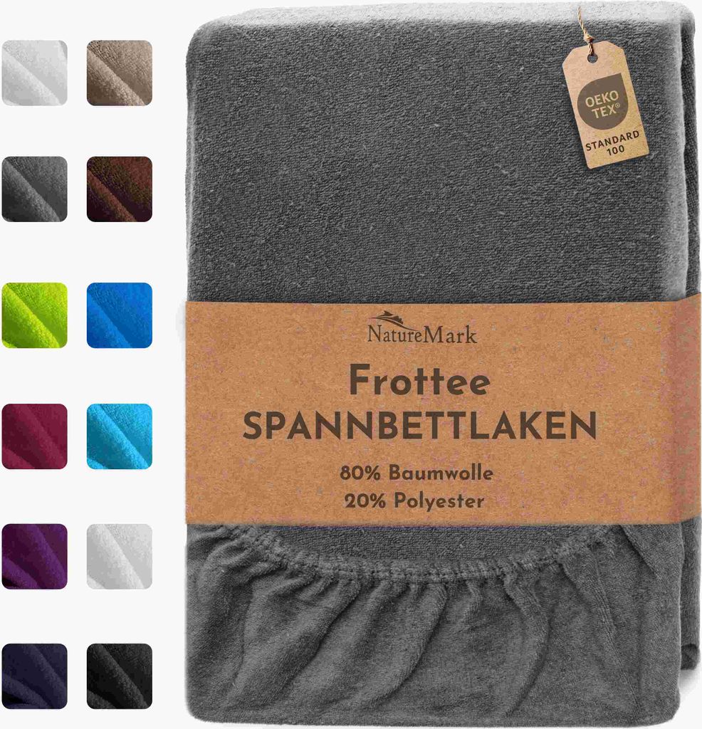 Frottee Spannbettlaken Spannbetttuch, 140x200 cm, Anthrazit Produktbild 1