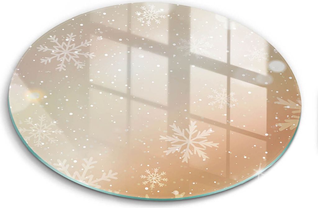 Glasschneideplatte - Herdabdeckplatte - fi30 cm -Schneidebrett - Spritzschutz - Schneeflocken