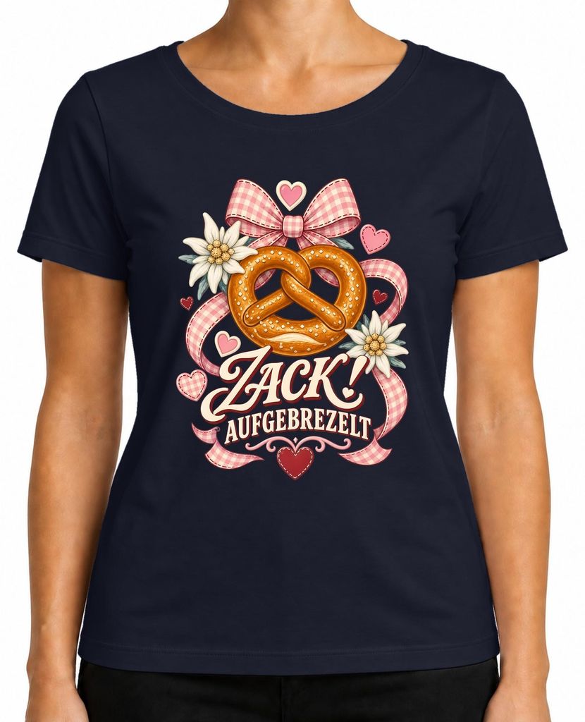 Zack! Aufgebrezelt Brezel Edelweiß Trachtenshirt Lederhose Produktbild 