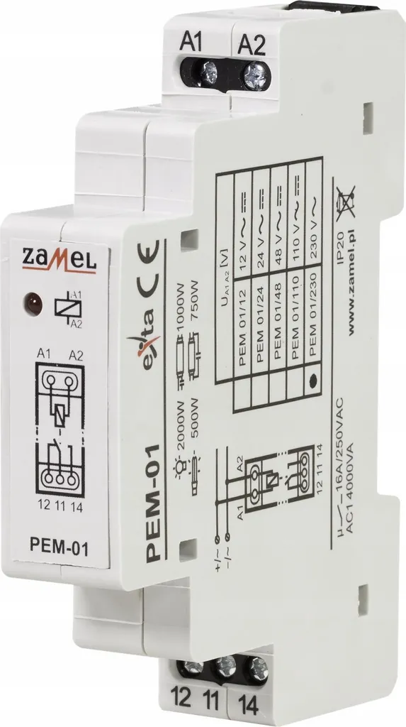 Relè Elettromagnetico Zamel PEM-01/230 16A AC - Alta Qualità Exta