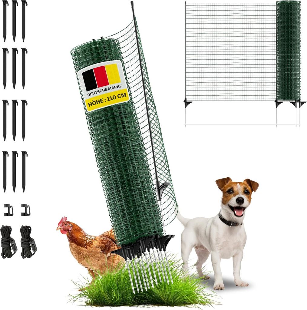 horizont Begrenzungszaun FIX 15 m x 110 cm – mobiler Zaun für Garten, Camping und Tiere